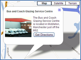 Bus and Coach Glazing Service Centre Map